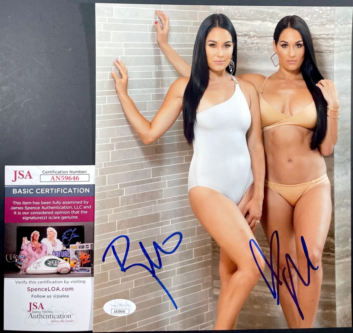WWE Nikki Bella & Brie Bella Signed Bella Twins 8x10 Photo F Autograph JSA COA