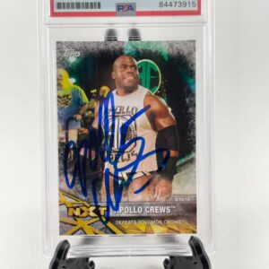 Apollo Crews Signed 2017 Topps WWE NXT Trading Card #3 PSA DNA Slabbed