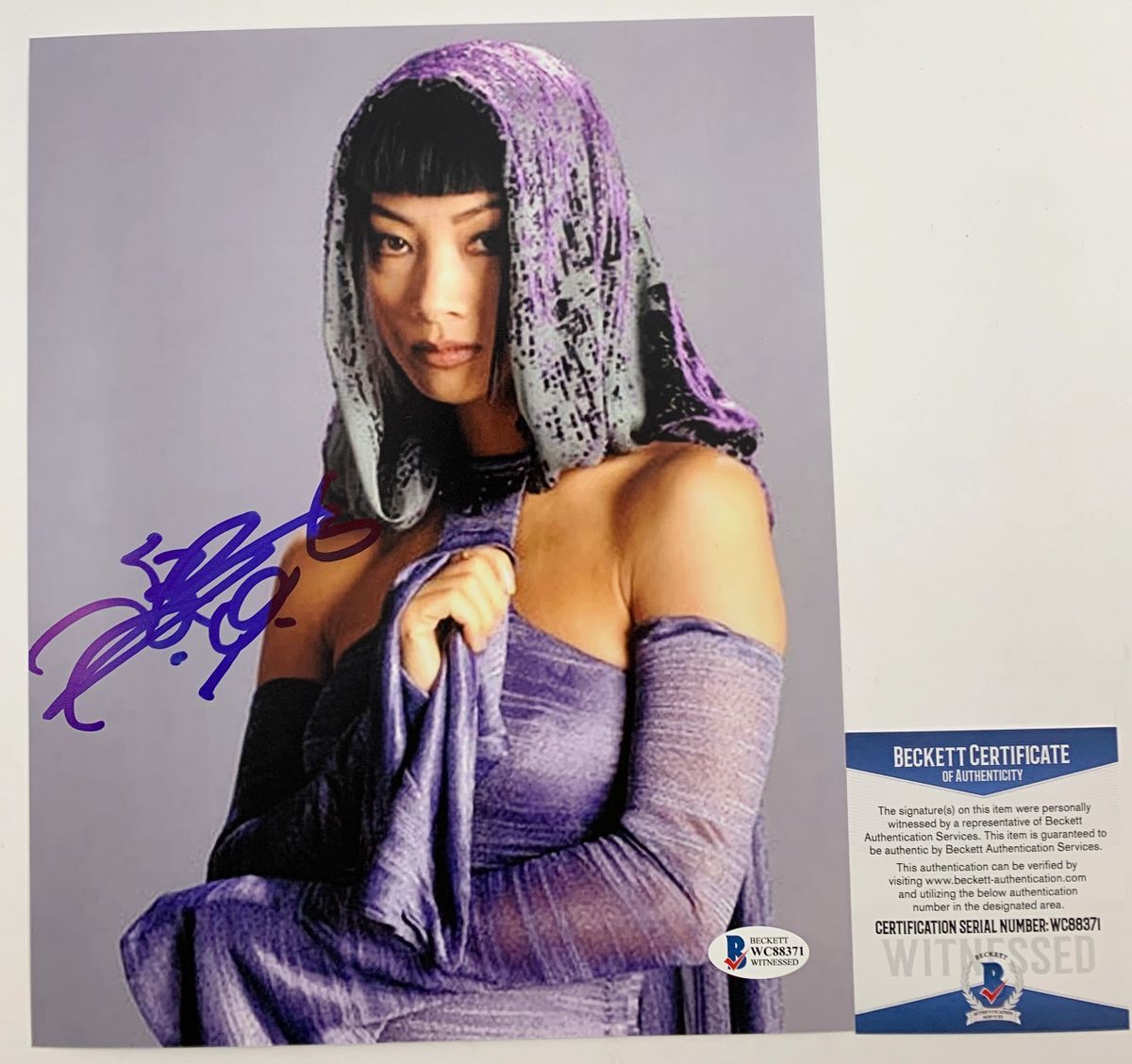 Bai Ling Signed Star Wars Seantor Bana Breemu 8x10 Photo B Autograph BAS COA