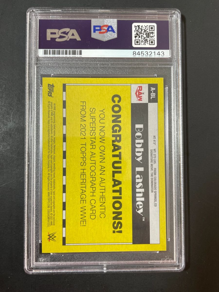 Bobby Lashley Signed 2021 Topps Heritage WWE Trading Card #'d PSA DNA Slabbed - Image 2