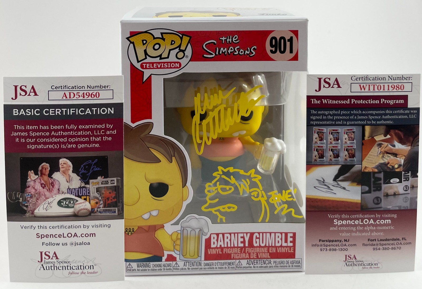 Dan Castellaneta & Tone Rodriguez Signed The Simpsons Barney Funko POP! JSA COA