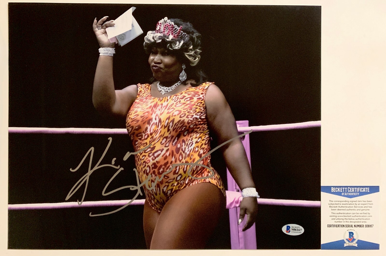 GLOW Kia Stevens Signed 11x14 Photo Autograph AEW Awesome Kong Wit Beckett COA
