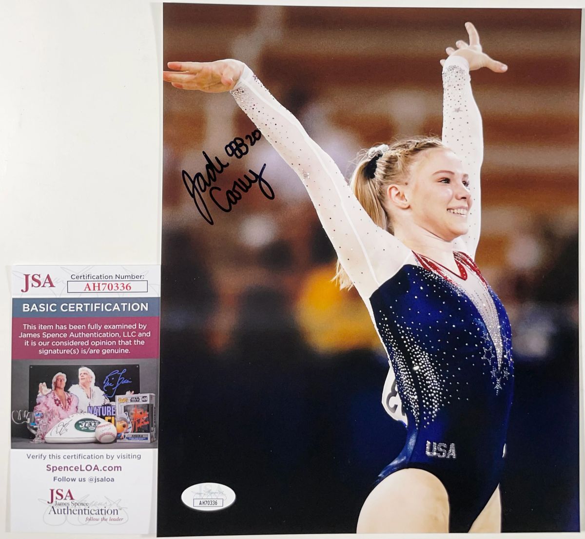 Jade Carey Signed Tokyo Olympics Gold Gymnast 8x10 Photo F Autograph JSA COA