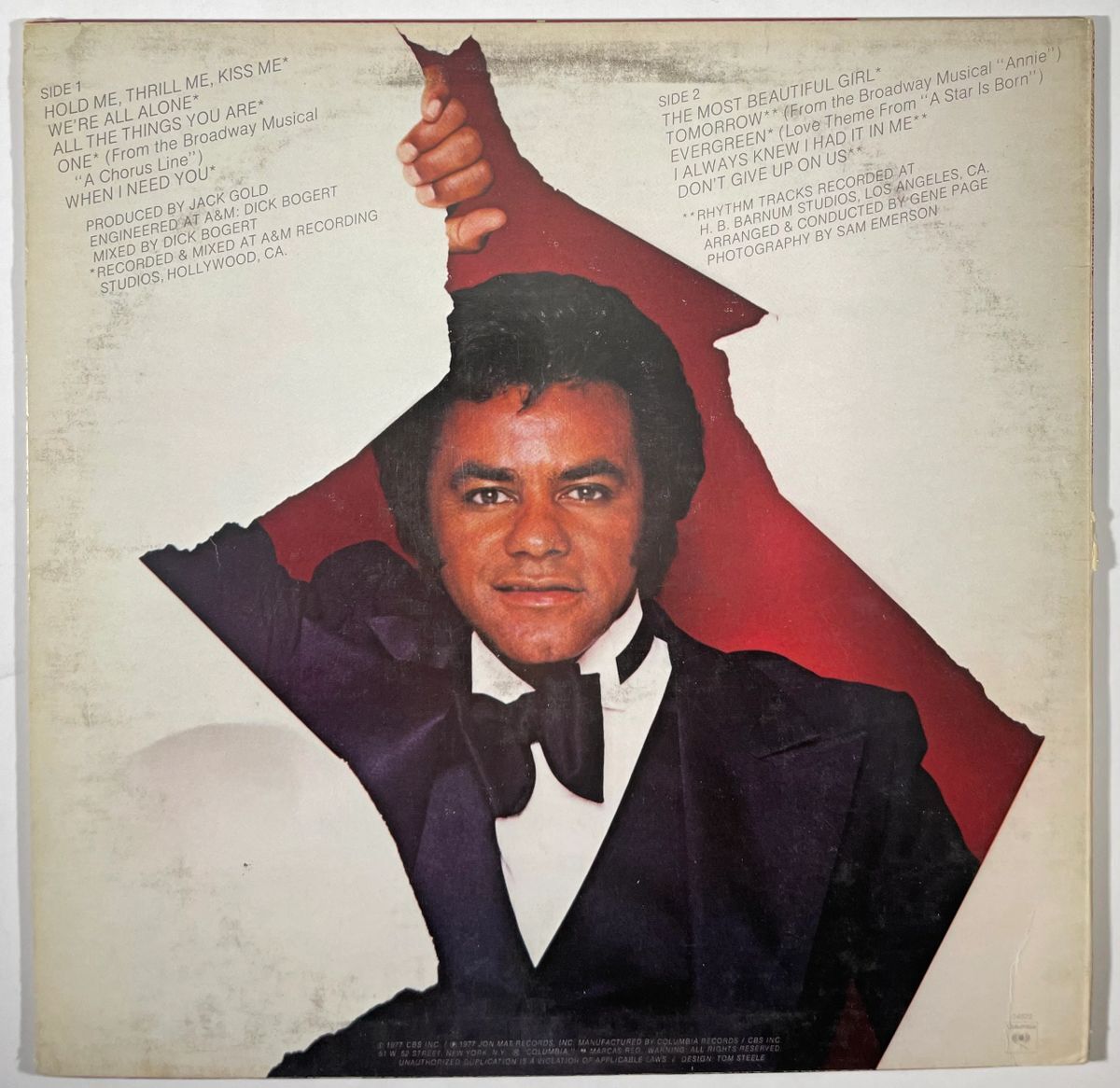 Johnny Mathis Signed Hold Me, Thrill Me, Kiss Me Vinyl Record Autograph JSA COA - Image 2