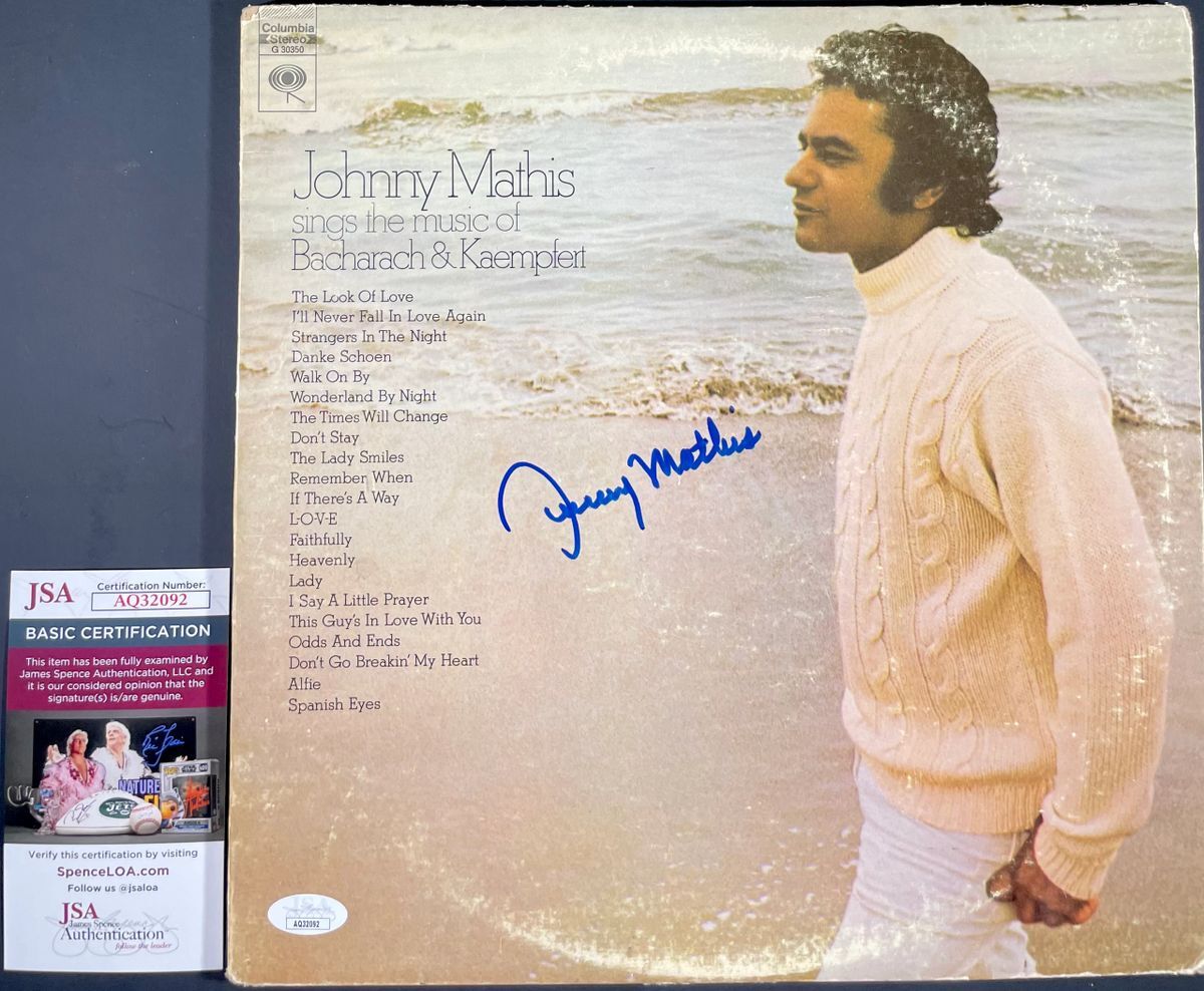 Johnny Mathis Sings The Music Of Bacharach & Kaempfert Signed Vinyl JSA COA