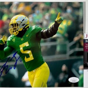 Kayvon Thibodeaux Signed Oregon Ducks 8x10 Photo Autograph NY Giants JSA COA