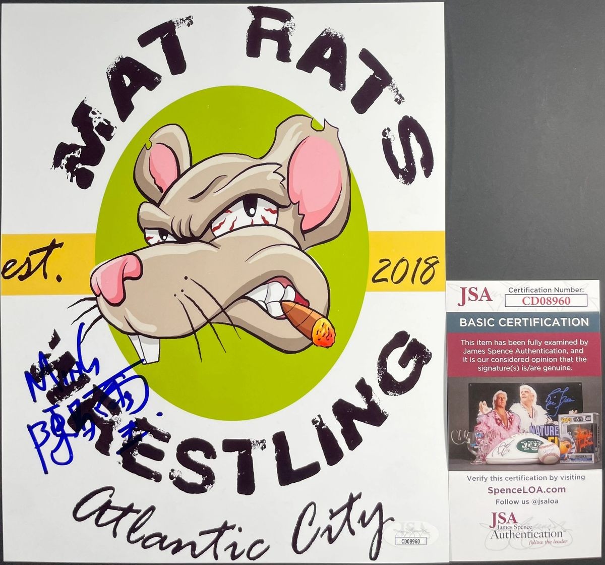Ming Chen Signed Mat Rats Wrestling 8x10 Photo Authentic Autograph JSA COA