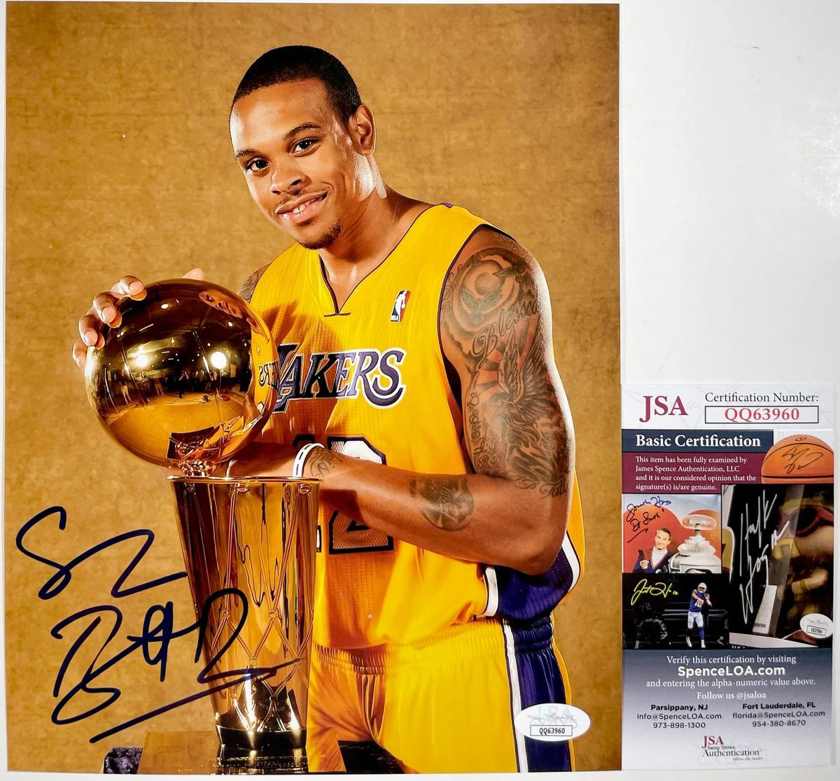 NBA Shannon Brown Signed Los Angeles Lakers 8x10 Photo D Autograph JSA COA