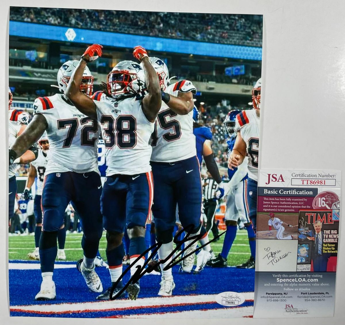 NFL Rhamondre Stevenson Signed New England Patriots 8x10 Photo B JSA COA