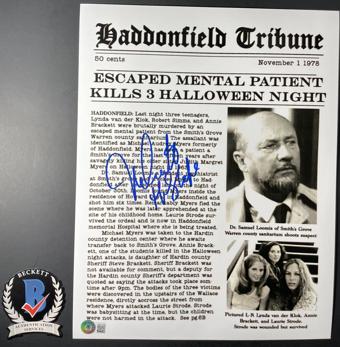 Nick Castle Signed Halloween Michael Myers 11x14 Photo K Autograph BAS COA