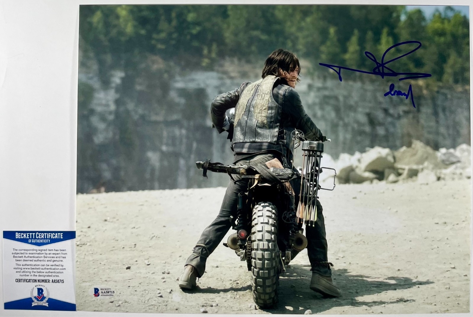Norman Reedus Signed The Walking Dead Daryl Dixon 11x14 Photo Autograph BAS COA