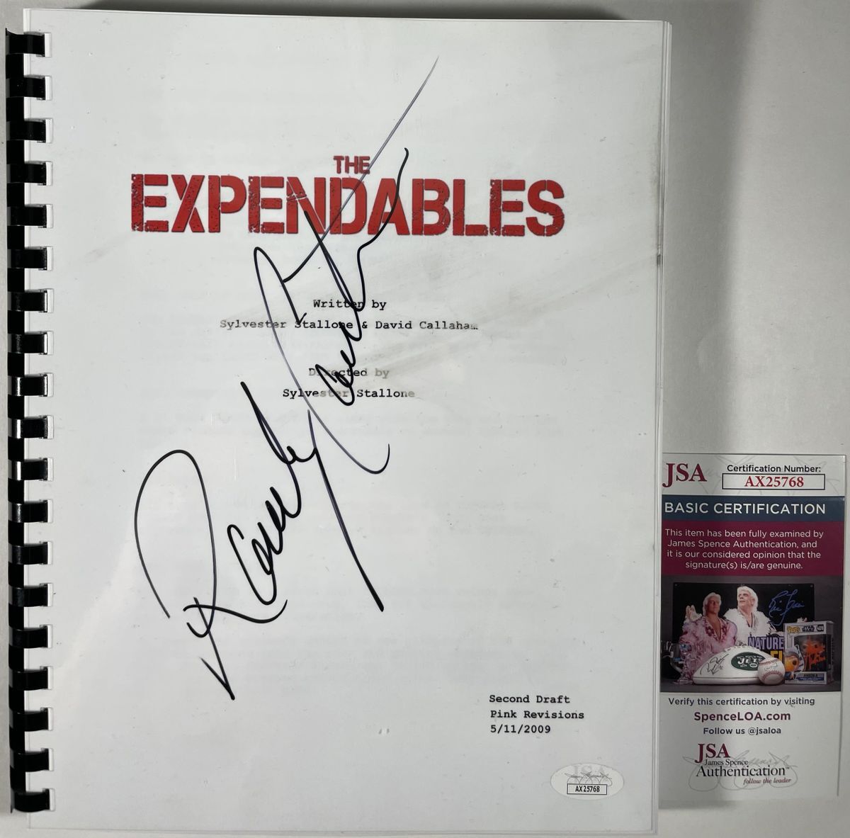Randy Couture Signed The Expendables Complete Movie Script Autograph JSA COA