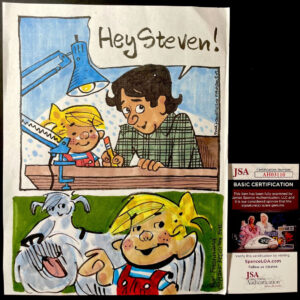 Ron Ferdinand Signed Dennis The Menace 8.5x11 Sketch Autograph JSA COA