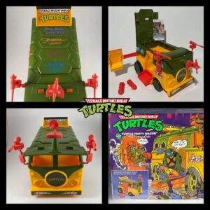 Teenage Mutant Ninja Turtles Cast Signed By 4 Playmates Party Wagon JSA COA