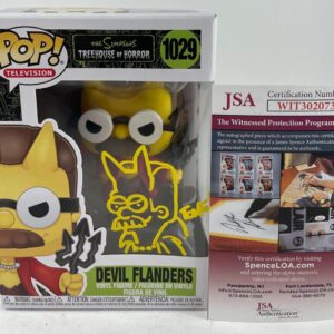 Tone Rodriguez Signed & Sketched The Simpsons Devil Flanders Funko POP JSA COA