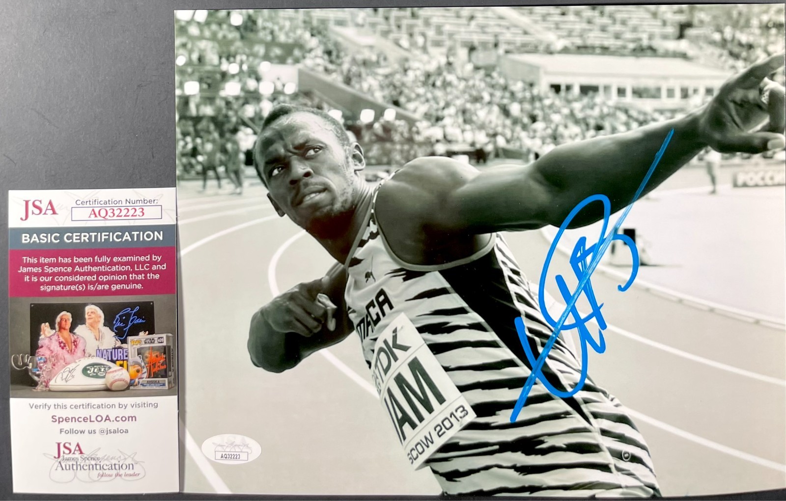 Usain Bolt Signed Moscow 2013 B&W 8x10 Photo Authentic Autograph JSA COA