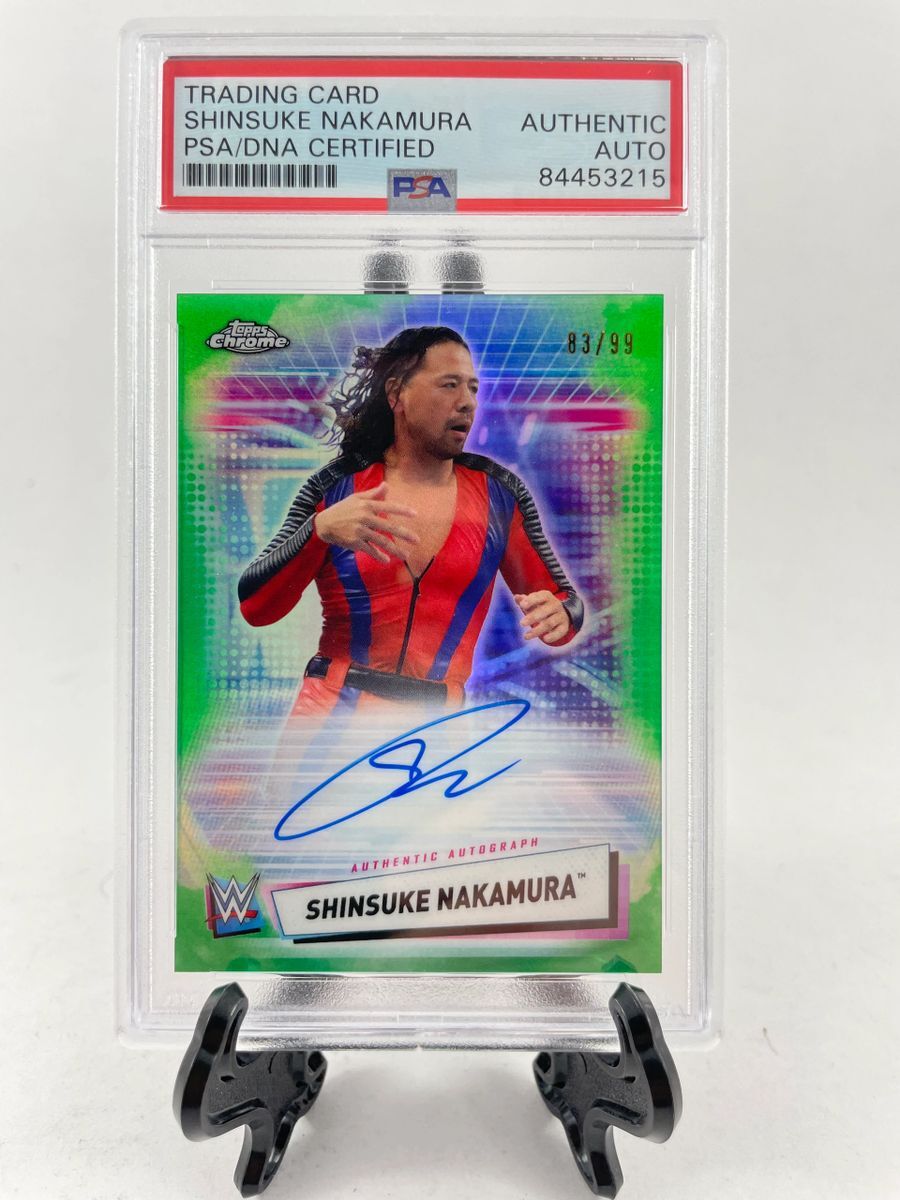 WWE 2021 Topps Chrome Shinsuke Nakamura Autograph #'d Refractor Card PSA DNA