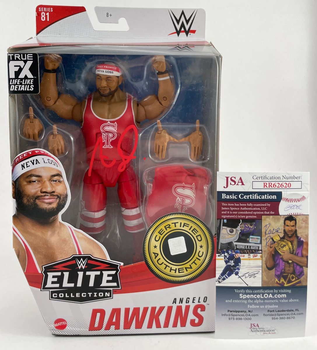 WWE Angelo Dawkins Street Profits Signed Mattel Elite Wrestling Figure JSA COA
