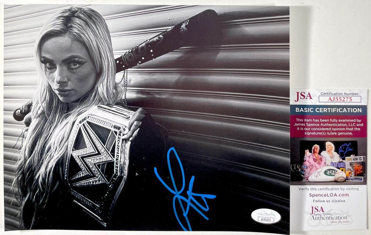 WWE Liv Morgan Signed Championship Belt B&W 8x10 Photo E Autograph JSA COA