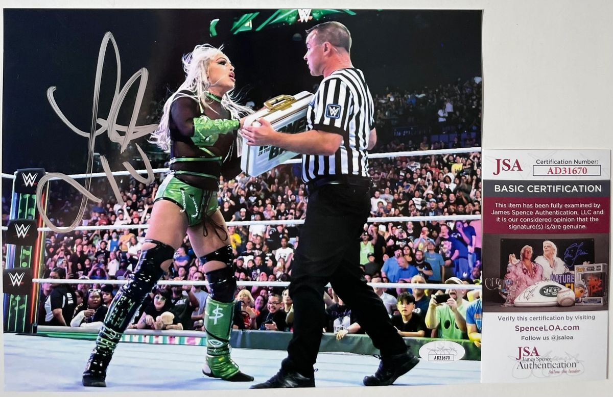 WWE Liv Morgan Signed Money In The Bank MITB 8x10 Photo G Autograph JSA COA