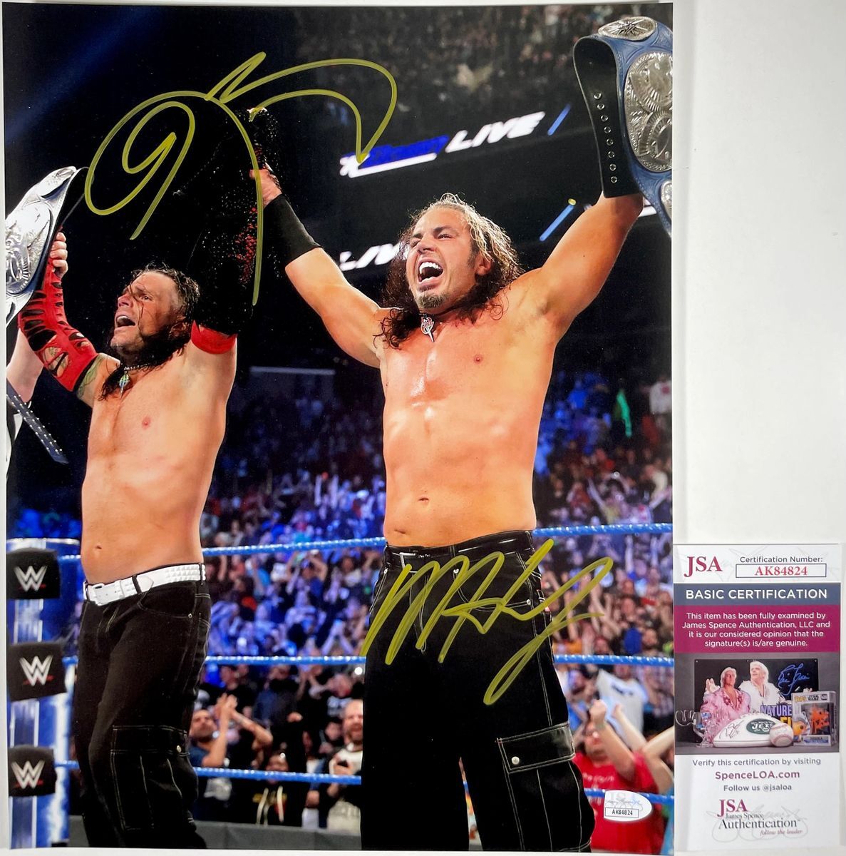 WWE Matt Hardy & Jeff Hardy Signed Hardy Boyz 11x14 Photo T Autograph JSA COA