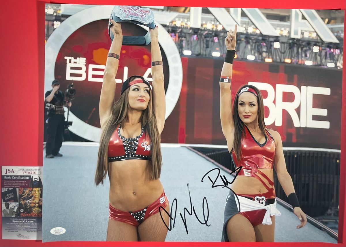 WWE NXT Nikki Bella & Brie Bella Twins Signed 16x20 Photo Autograph JSA COA