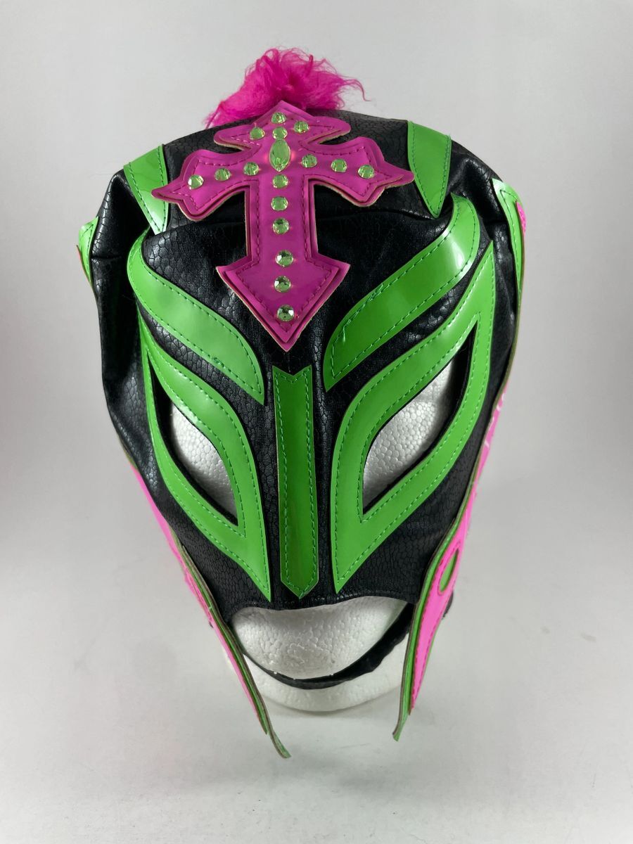 WWE Rey Mysterio Signed Luchador Mask Pink Green Black WrestleMania JSA COA - Image 2
