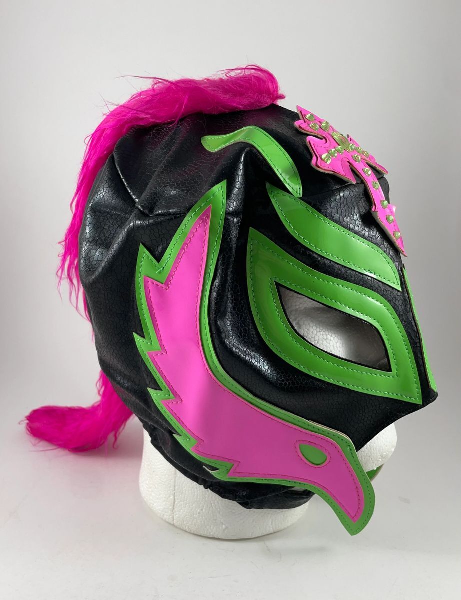WWE Rey Mysterio Signed Luchador Mask Pink Green Black WrestleMania JSA COA - Image 3