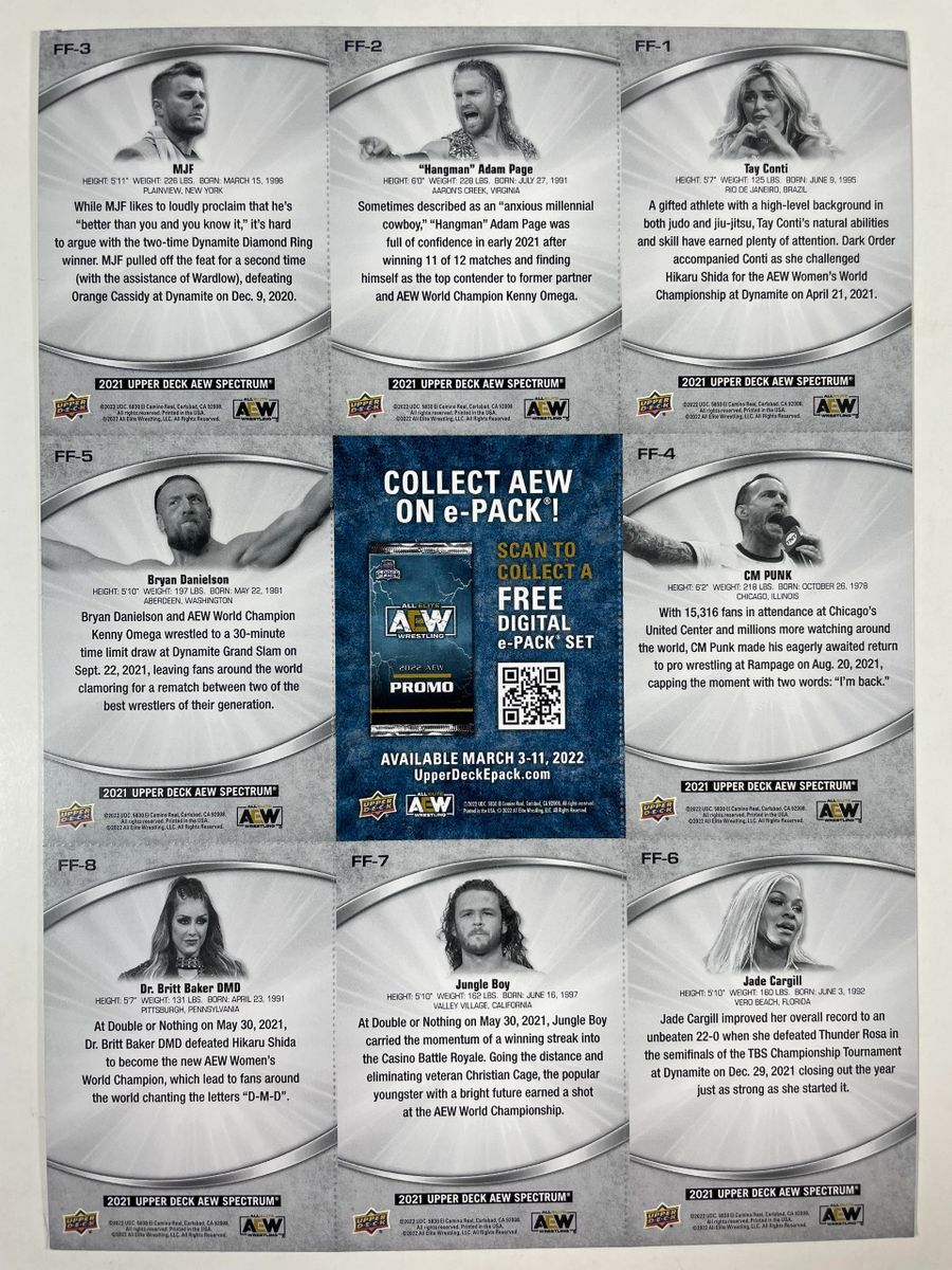 AEW All Elite Wrestling Upper Deck Spectrum Card Sheet Fanfest Exclusive Rare - Image 2
