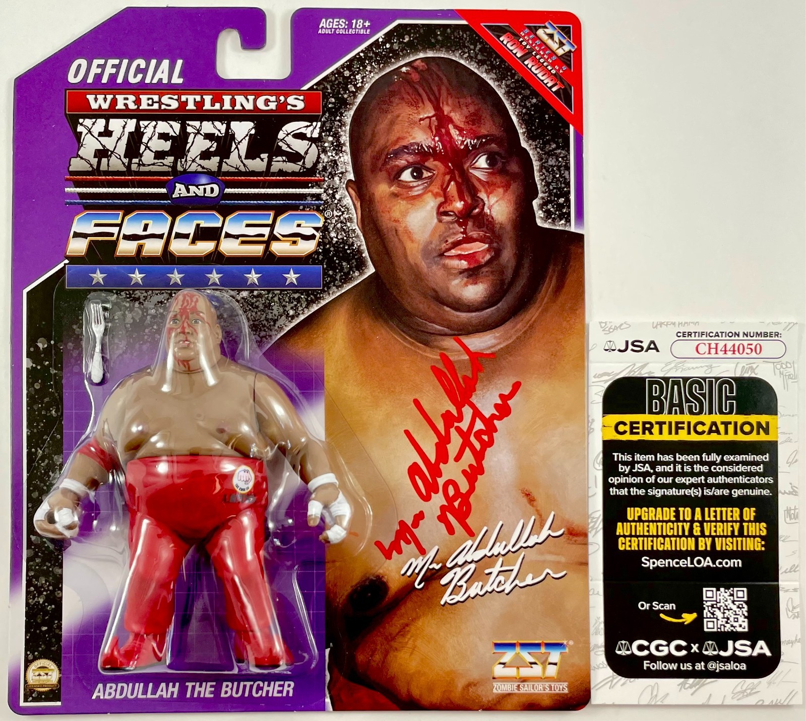 Abdullah The Butcher Signed Wrestling's Heels and Faces Figure S4 Zombie JSA COA