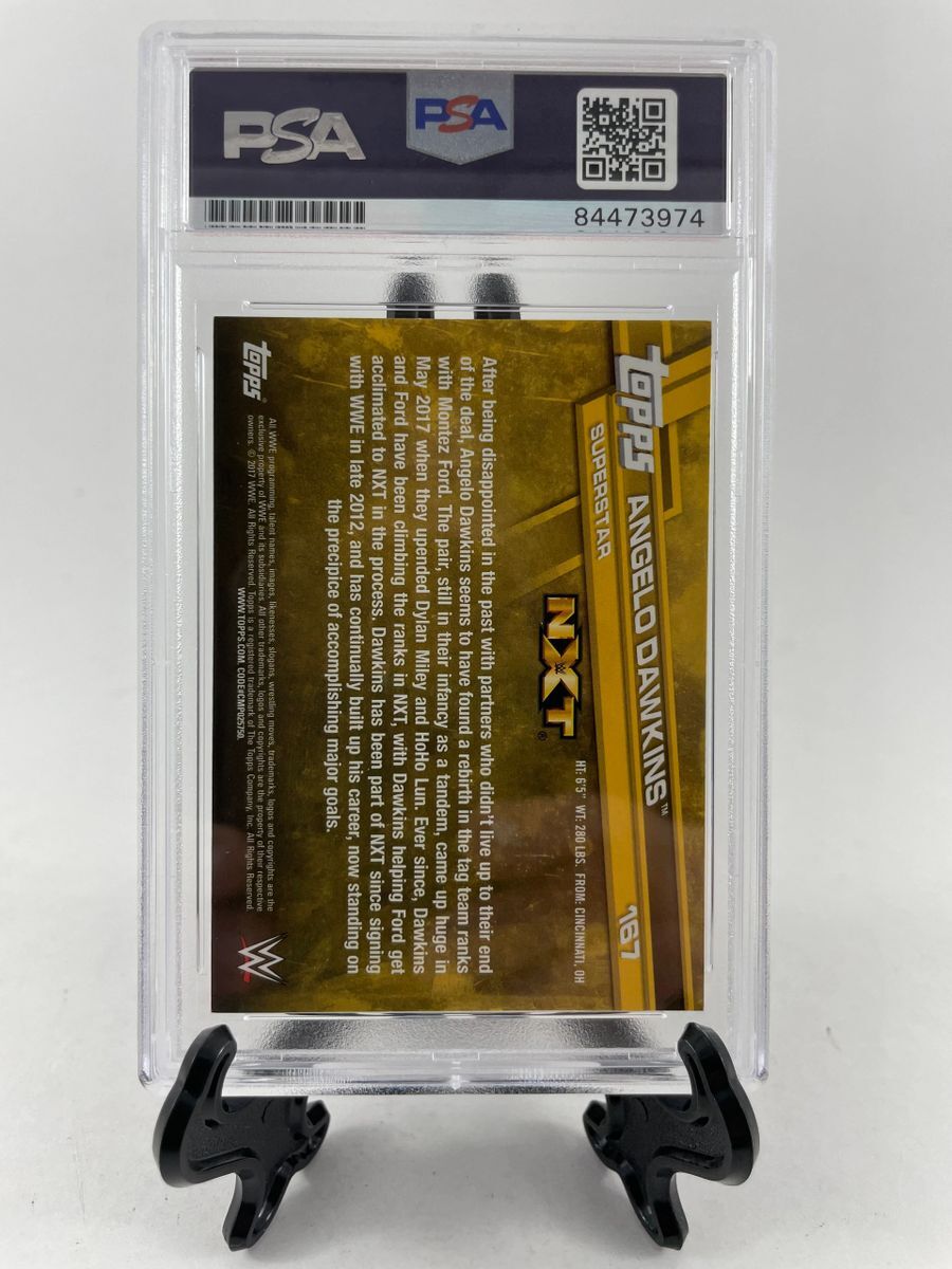 Angelo Dawkins Signed 2017 Topps WWE Then Now Forever Card PSA DNA Slabbed - Image 2