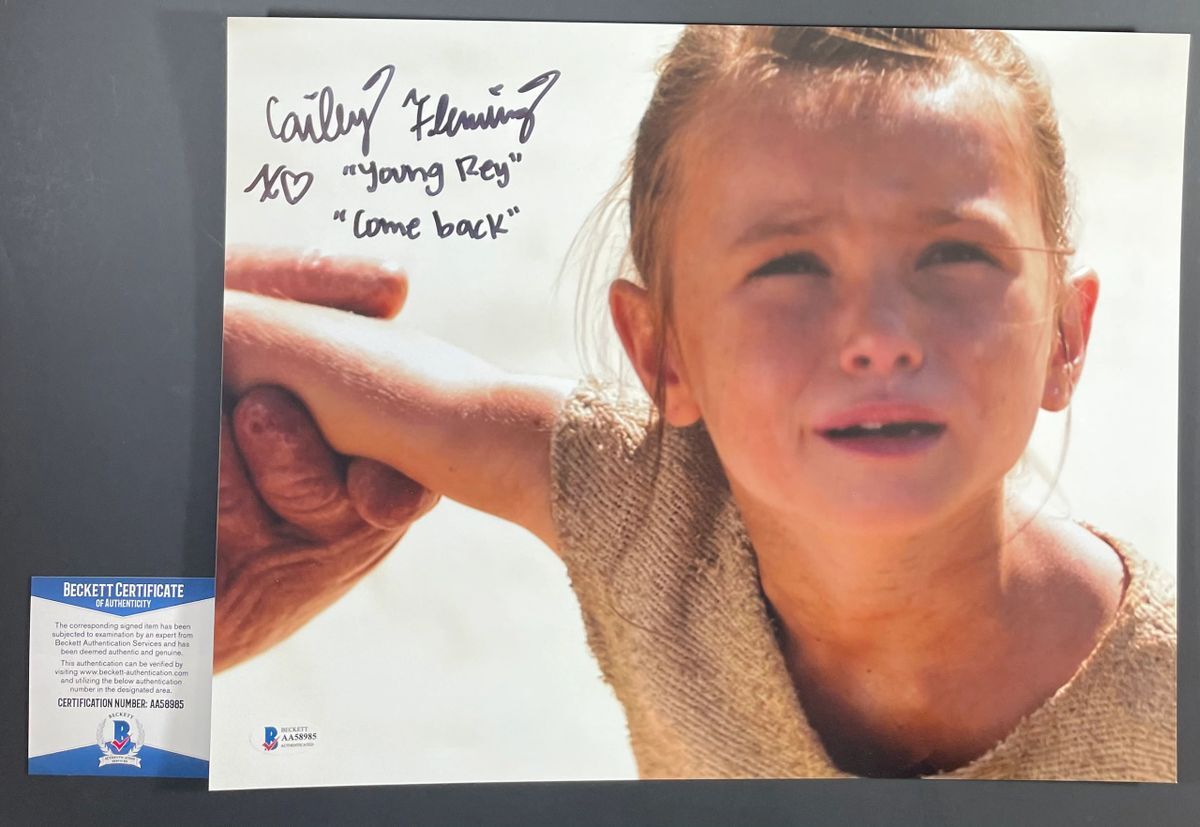 Cailey Fleming Signed Star Wars Force Awakens Young Rey 11x14 Photo B BAS COA
