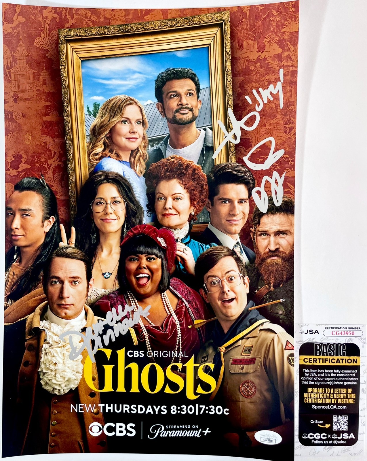 Danielle Pinnock Utkush & Devan Long Cast Signed Ghosts S3 11x17 Poster JSA COA