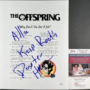 Dexter Holland Signed Why Don't You Get A Job Lyric Sheet The Offspring JSA COA