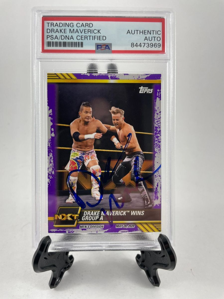 Drake Maverick Signed 2021 Topps WWE NXT Trading Card Purple PSA DNA Slabbed