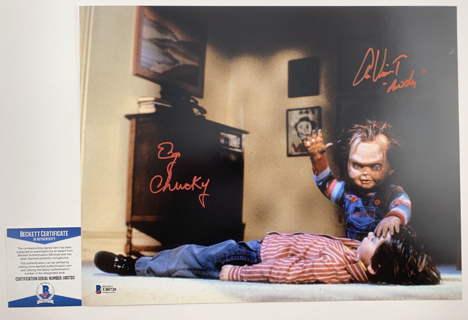 Ed Gale & Alex Vincent Signed Child's Play 11x14 Photo Autograph Chucky BAS COA