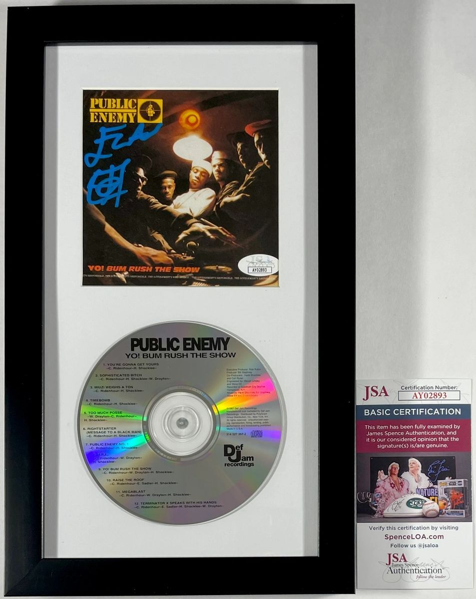 Flavor Flav Signed Public Enemy Bum Rush The Show CD Framed Display JSA COA