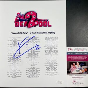 French Montana Signed Deadpool 2 Welcome To The Party Lyric Sheet JSA COA