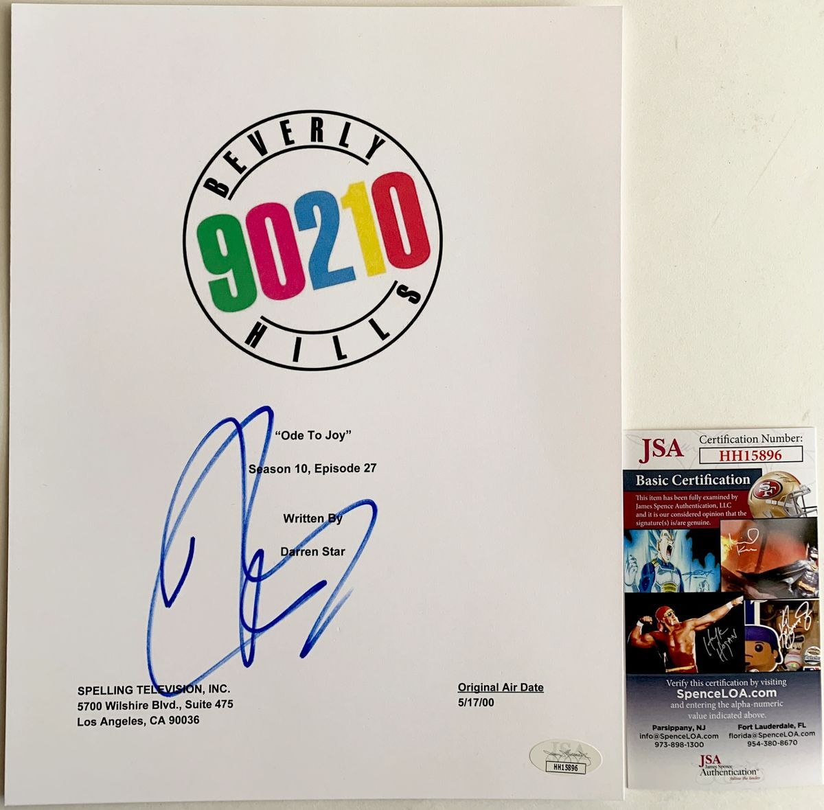 Jason Priestley Signed Beverly Hills 90210 Ode To Joy Script Cover JSA COA