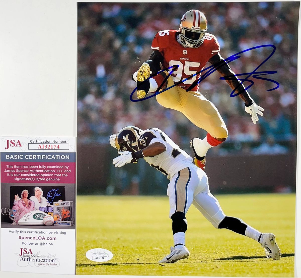 NFL Vernon Davis Signed San Francisco 49ers 8x10 Photo C Autograph SF JSA COA