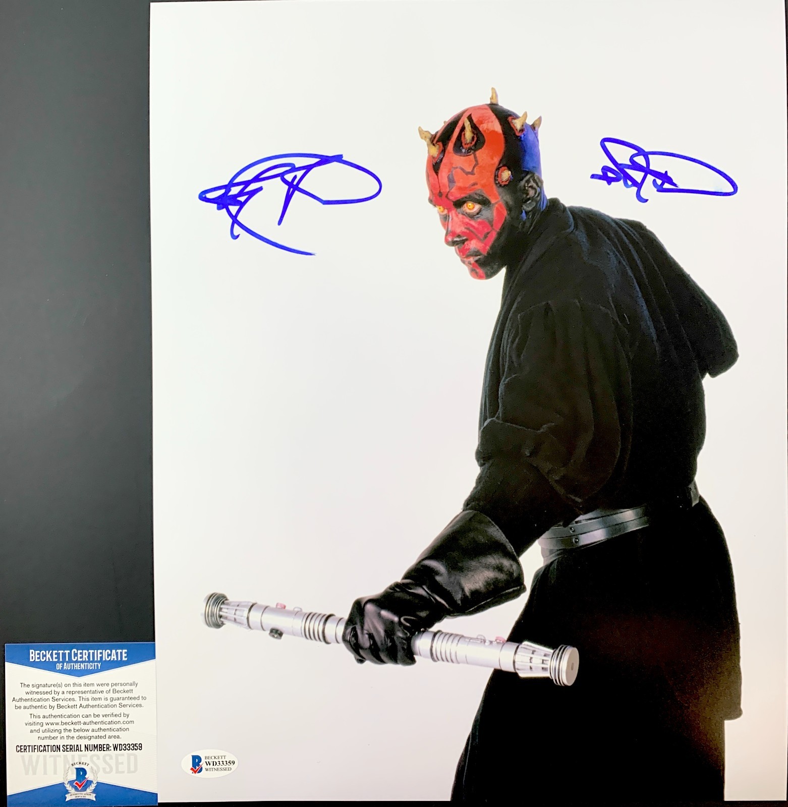Ray Park Signed Star Wars The Phantom Menace Darth Maul 11x14 Photo Beckett COA