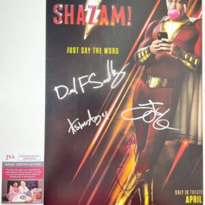 Shazam Cast Signed By 4 11x17 Poster Autographed Zachary Levi Asher JSA COA