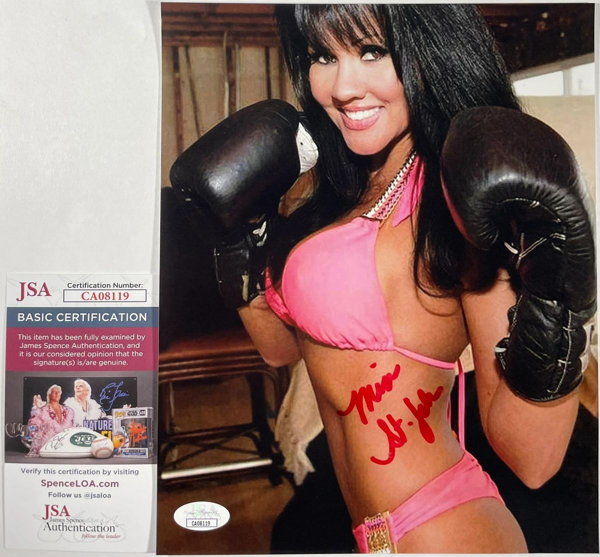 WBC Mia St. John Signed 8x10 Photo E Autograph Playboy Boxing JSA COA