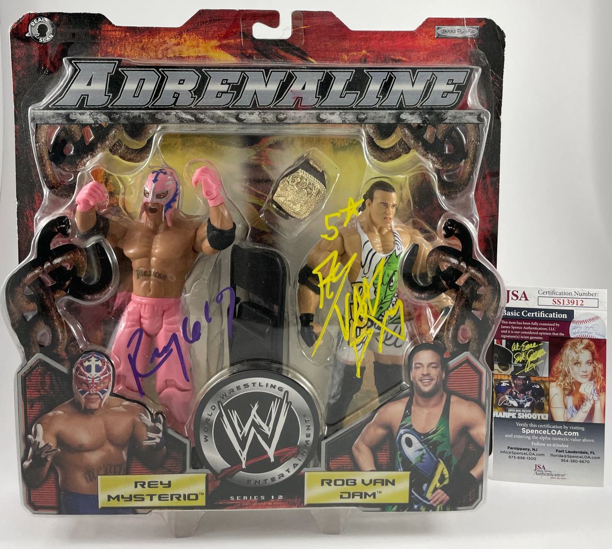 WWE Rey Mysterio & Rob Van Dam Signed Jakks Adrenaline 2 Pack JSA COA