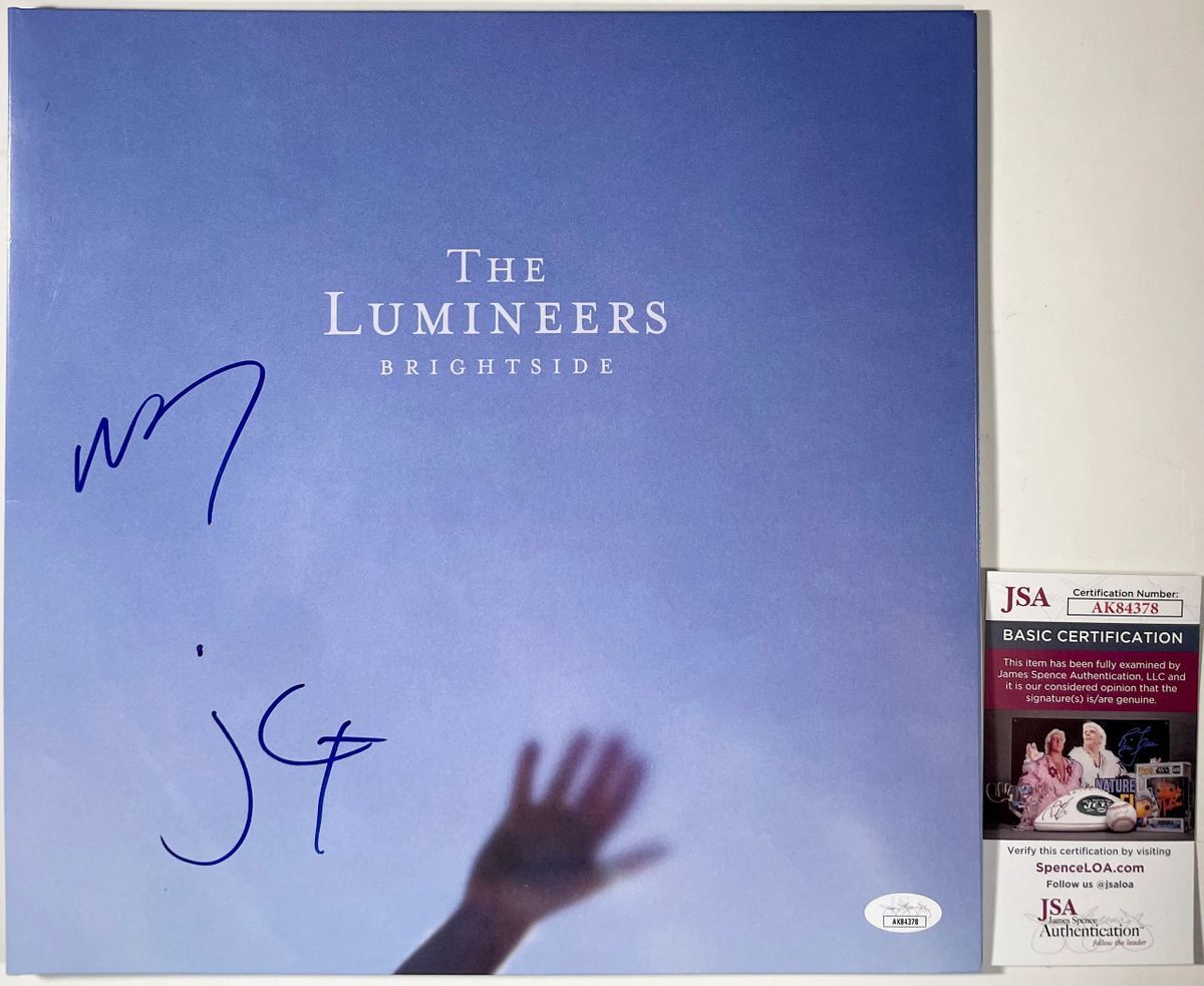 Wesley Schultz & Jeremiah Signed The Lumineers Brightside Vinyl Record JSA COA