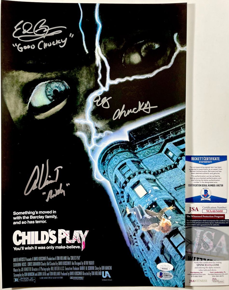 Alex Vincent, Ed Gale, & Edan Gross Signed Child's Play 11x17 Poster JSA BAS COA