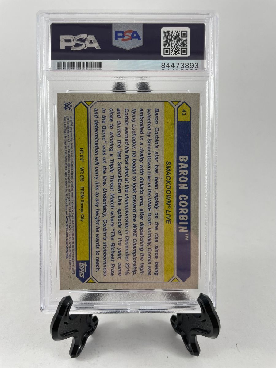Baron Corbin Signed 2017 Topps WWE Heritage Card Autograph PSA DNA Slabbed - Image 3