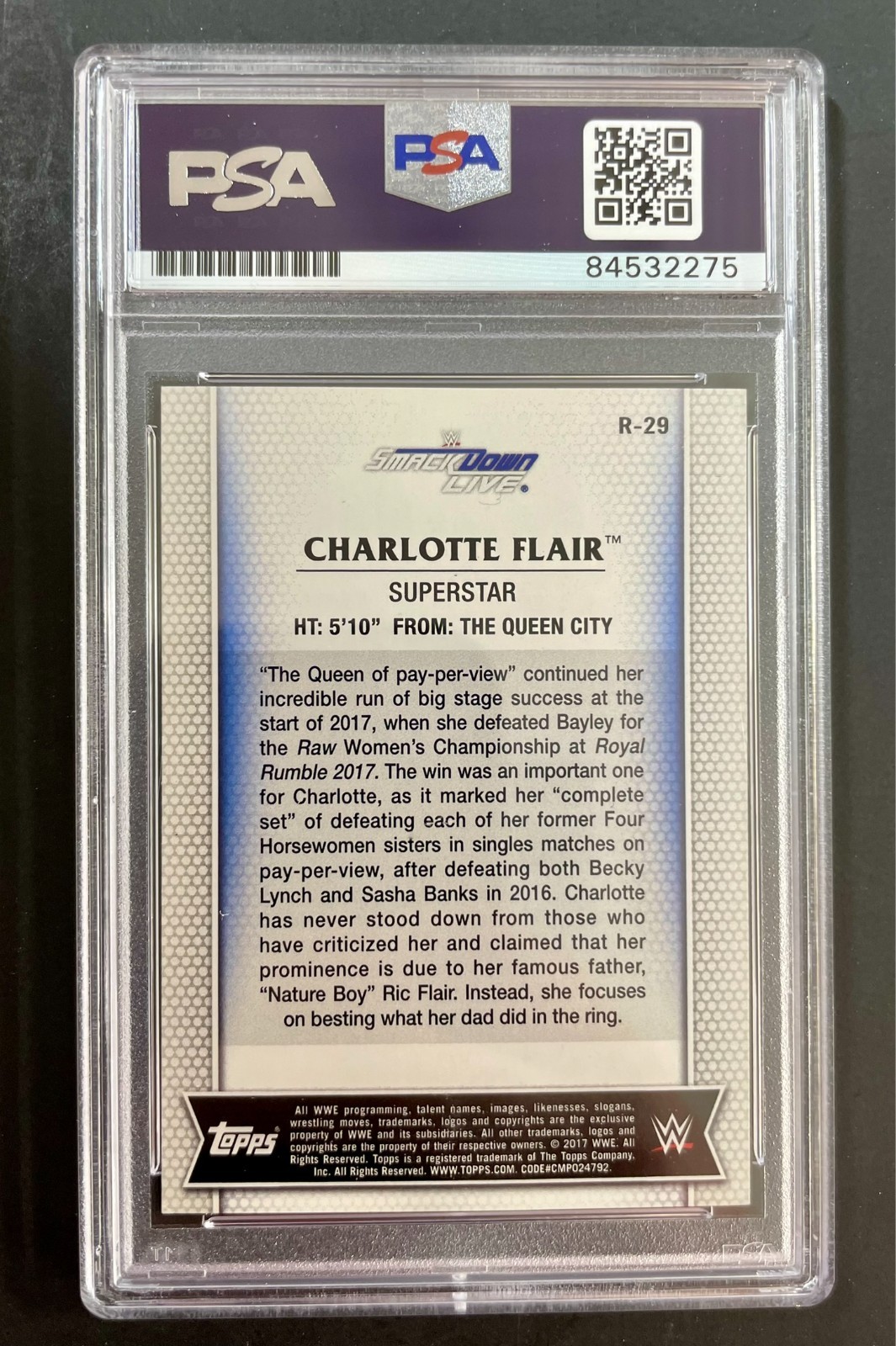 Charlotte Flair Signed 2017 Topps WWE Women's Division Card PSA DNA Encapsulated - Image 2