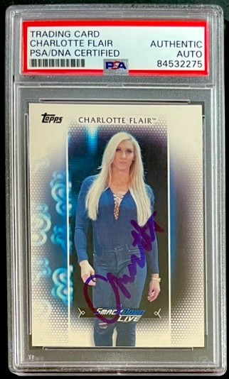 Charlotte Flair Signed 2017 Topps WWE Women's Division Card PSA DNA Encapsulated