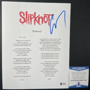 Corey Taylor Signed Slipknot Surfacing Lyric Sheet Autograph Stone Sour BAS COA